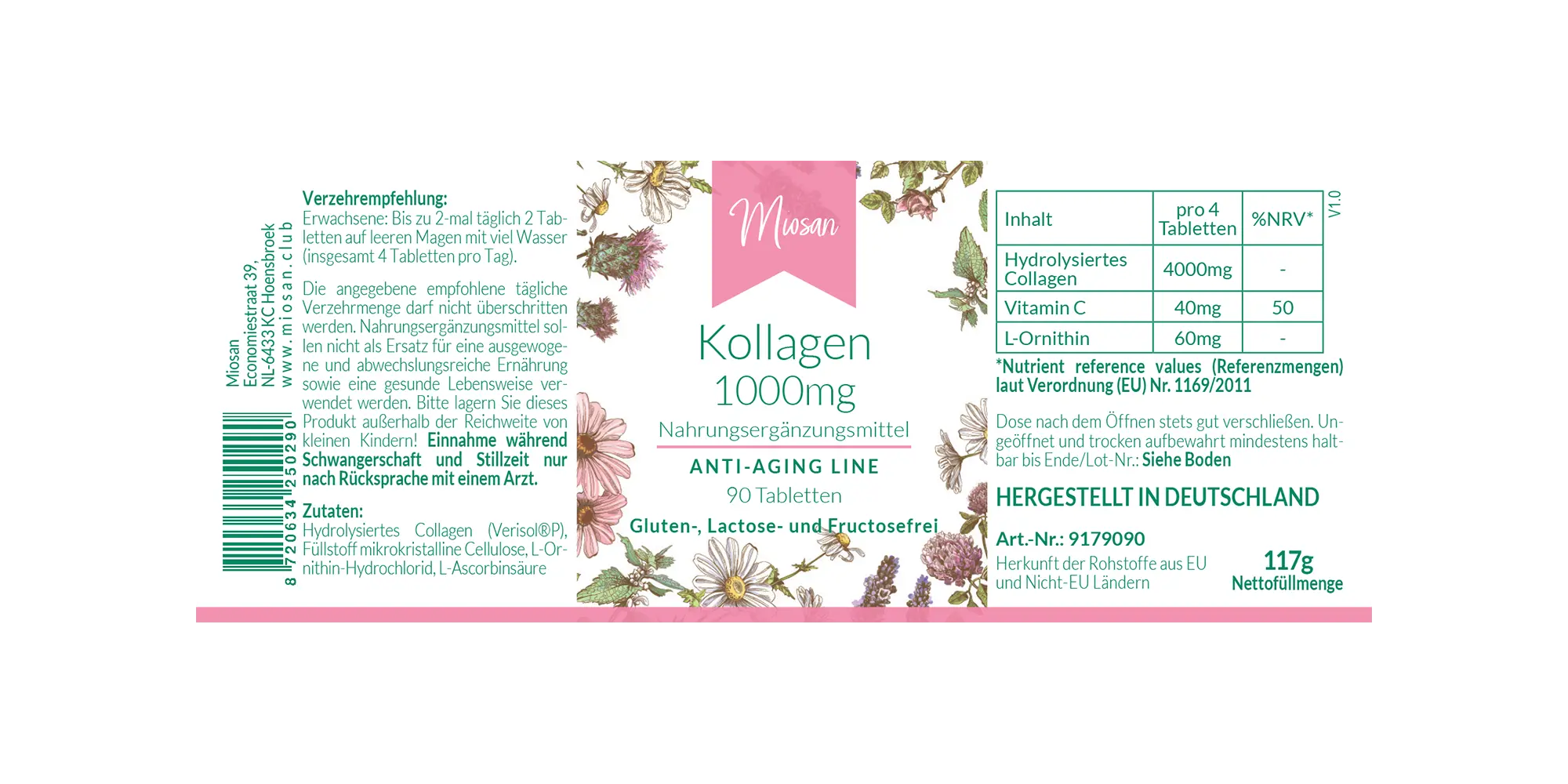 Kollagen 1000 mg | ANTI-AGING LINE | 90 Tabletten